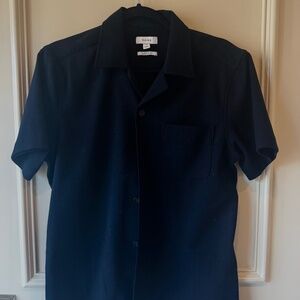 Reiss Short Sleeve Button Down Shirt Mens Small Regular Fit Dark Navy Blue